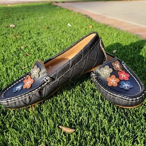 Leather Loafer Flats - black